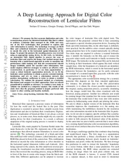 A Deep Learning Approach for Digital Color Reconstruction of Lenticular
  Films
