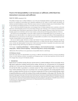 Trust in AI: Interpretability is not necessary or sufficient, while
  black-box interaction is necessary and sufficient