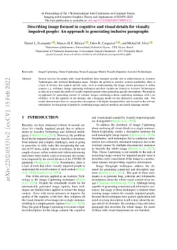 Describing image focused in cognitive and visual details for visually
  impaired people: An approach to generating inclusive paragraphs