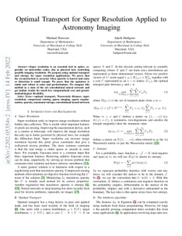 Optimal Transport for Super Resolution Applied to Astronomy Imaging