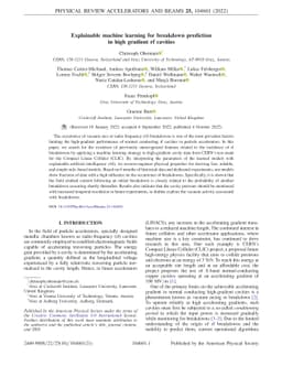 Explainable Machine Learning for Breakdown Prediction in High Gradient
  RF Cavities