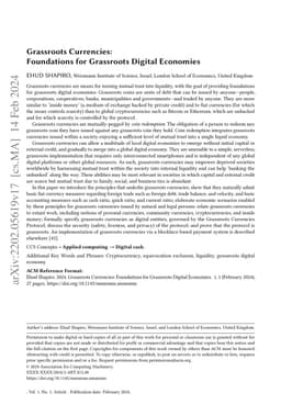 Grassroots Currencies: Foundations for Grassroots Digital Economies