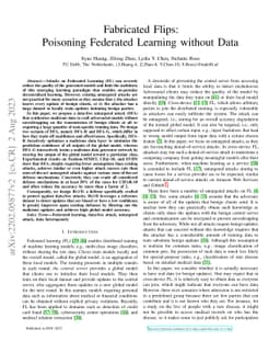Fabricated Flips: Poisoning Federated Learning without Data