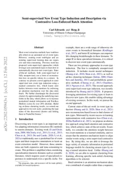 Semi-supervised New Event Type Induction and Description via Contrastive
  Loss-Enforced Batch Attention