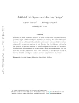 Artificial Intelligence and Auction Design