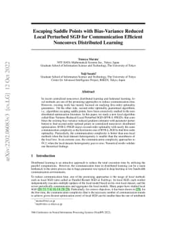 Escaping Saddle Points with Bias-Variance Reduced Local Perturbed SGD
  for Communication Efficient Nonconvex Distributed Learning