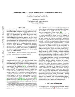 On Federated Learning with Energy Harvesting Clients