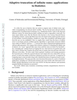 Adaptive truncation of infinite sums: applications to Statistics