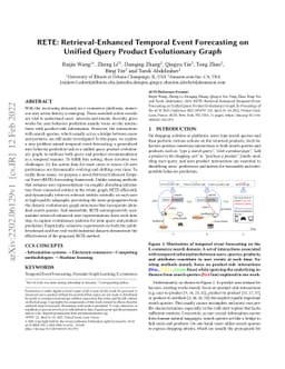 RETE: Retrieval-Enhanced Temporal Event Forecasting on Unified Query
  Product Evolutionary Graph