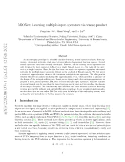 MIONet: Learning multiple-input operators via tensor product