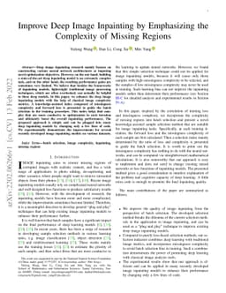 Improve Deep Image Inpainting by Emphasizing the Complexity of Missing
  Regions