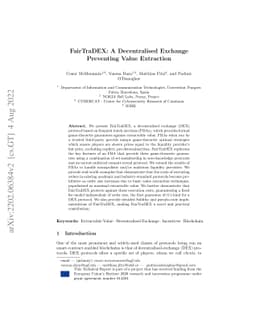 FairTraDEX: A Decentralised Exchange Preventing Value Extraction