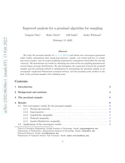 Improved analysis for a proximal algorithm for sampling