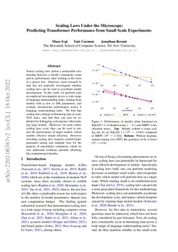 Scaling Laws Under the Microscope: Predicting Transformer Performance
  from Small Scale Experiments