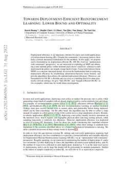 Towards Deployment-Efficient Reinforcement Learning: Lower Bound and
  Optimality