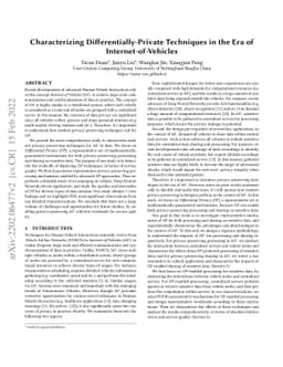 Characterizing Differentially-Private Techniques in the Era of
  Internet-of-Vehicles