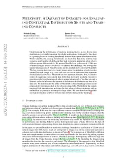MetaShift: A Dataset of Datasets for Evaluating Contextual Distribution
  Shifts and Training Conflicts