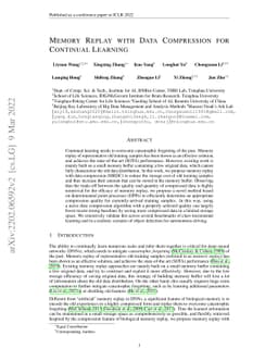 Memory Replay with Data Compression for Continual Learning