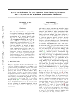 Statistical Inference for the Dynamic Time Warping Distance, with
  Application to Abnormal Time-Series Detection