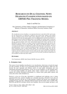 Research on Dual Channel News Headline Classification Based on ERNIE
  Pre-training Model