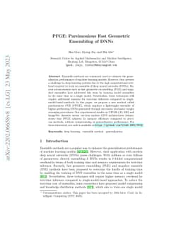 PFGE: Parsimonious Fast Geometric Ensembling of DNNs