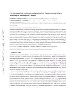 Can Machines Help Us Answering Question 16 in Datasheets, and In Turn
  Reflecting on Inappropriate Content?