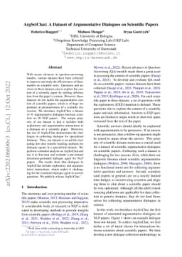 ArgSciChat: A Dataset for Argumentative Dialogues on Scientific Papers