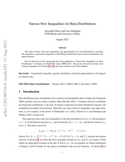 Various New Inequalities for Beta Distributions