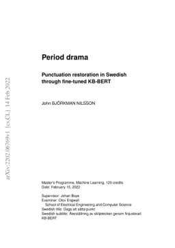 Punctuation restoration in Swedish through fine-tuned KB-BERT