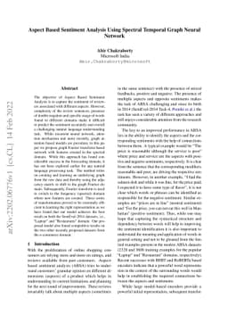 Aspect Based Sentiment Analysis Using Spectral Temporal Graph Neural
  Network
