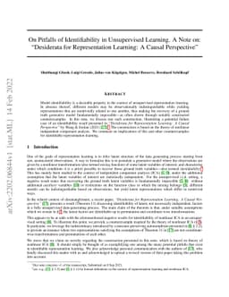 On Pitfalls of Identifiability in Unsupervised Learning. A Note on:
  "Desiderata for Representation Learning: A Causal Perspective"