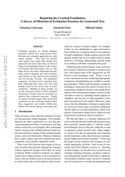 Repairing the Cracked Foundation: A Survey of Obstacles in Evaluation
  Practices for Generated Text