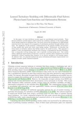 Learned Turbulence Modelling with Differentiable Fluid Solvers:
  Physics-based Loss-functions and Optimisation Horizons