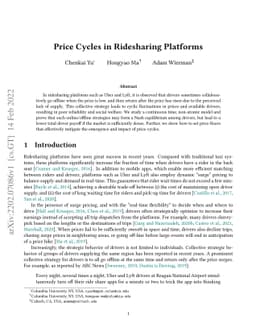 Price Cycles in Ridesharing Platforms
