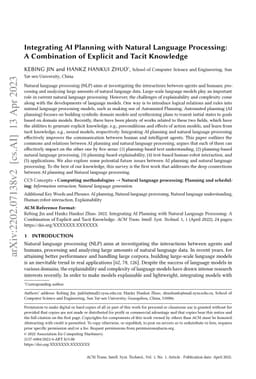 Integrating AI Planning with Natural Language Processing: A Combination
  of Explicit and Tacit Knowledge