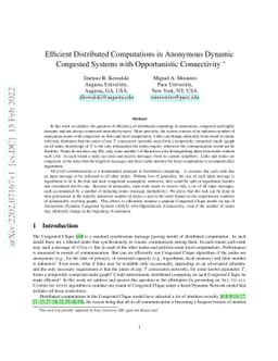 Efficient Distributed Computations in Anonymous Dynamic Congested
  Systems with Opportunistic Connectivity