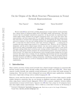 On the Origins of the Block Structure Phenomenon in Neural Network
  Representations