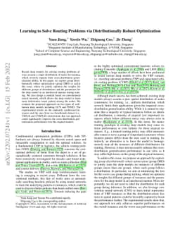 Learning to Solve Routing Problems via Distributionally Robust
  Optimization