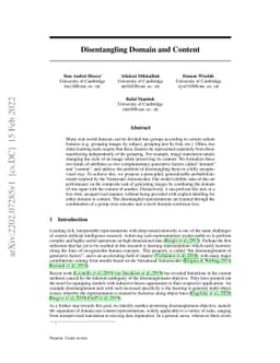 Disentangling Domain and Content