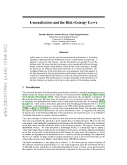 Generalisation and the Risk--Entropy Curve