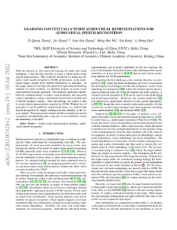 Learning Contextually Fused Audio-visual Representations for
  Audio-visual Speech Recognition