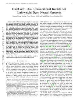 DualConv: Dual Convolutional Kernels for Lightweight Deep Neural
  Networks