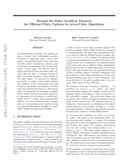 Beyond the Policy Gradient Theorem for Efficient Policy Updates in
  Actor-Critic Algorithms