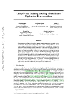 Unsupervised Learning of Group Invariant and Equivariant Representations