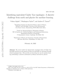 Identifying equivalent Calabi--Yau topologies: A discrete challenge from
  math and physics for machine learning
