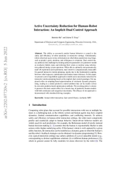 Active Uncertainty Reduction for Human-Robot Interaction: An Implicit
  Dual Control Approach