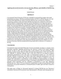 Applying adversarial networks to increase the data efficiency and
  reliability of Self-Driving Cars