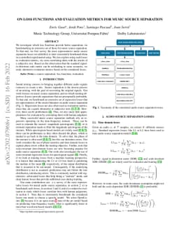 On loss functions and evaluation metrics for music source separation