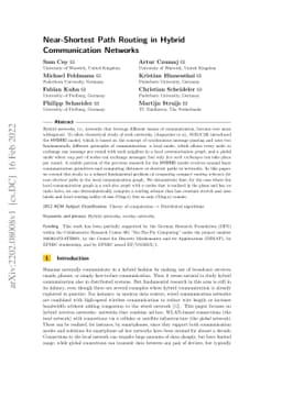 Near-Shortest Path Routing in Hybrid Communication Networks