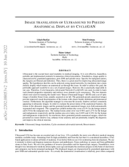Image translation of Ultrasound to Pseudo Anatomical Display by CycleGAN